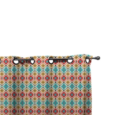 Easy Way Santa Fe Print Polyester Outdoor Drape with Grommet Top   